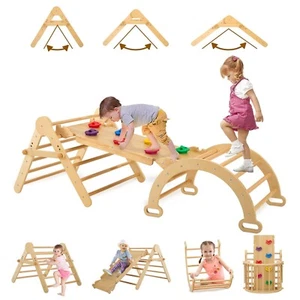 FUNLIO Foldable Pikler Triangle Set (3 Piece), Montessori Climbing Set with S... - Picture 1 of 5