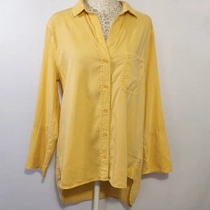 Chelsea & Violet Womens SZ M Butter Yellow Long Sleeve Shirttail Hem Button Down - Picture 1 of 15