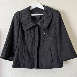 Classiques Entier Women's Zip Up 3/4 Sleeve Collared Casual Blazer Black Small - Picture 1 of 8