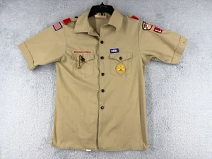 Boy Scouts of America Shirt Youth Large Beige Short Sleeve Polyester Blend Utah - Picture 1 of 14