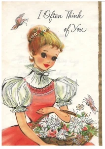 Forget Me Not Greeting Card 25 F 2664D I Often Think of You unsigned no envelope - Picture 1 of 3