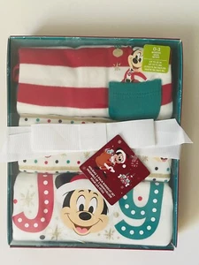 Disney Mickey Mouse and Friends Holiday Bodysuit Set 0-3 Months FREE SHIPPING - Picture 1 of 5