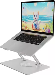 Elestoria 360 Rotating Laptop Elevation Stand Adjustable Foldable Heat - Silver - Picture 1 of 9