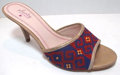 Plenty by Tracy Reese 'Zula' Red/Purple Fabric Slides 3" Heels  10M NEW - Image 1 of 4