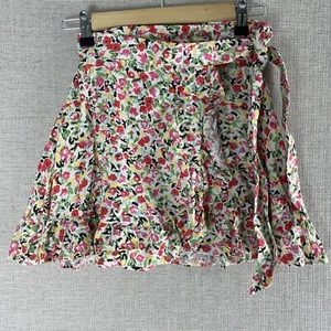 Urban Outfitters Damen-Rock XS Blumenmuster Blumen rosa blau grün Mini-Seitenkrawatte - Bild 1 von 8