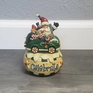 Crazy Mountain Exclusive Designs "Celebrate" Santa Riding in Car Music Box - Picture 1 of 8
