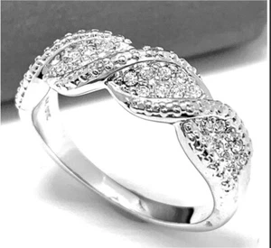 18k White Gold & Jewelry Bronze 1.00ctw White Natural Crystal Ring   - Picture 1 of 3