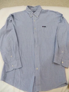Camicia Chaps Large Alta LT Uomo Blu Abito Bottone Maniche Lunghe Cotone Poliestere - Foto 1 di 6