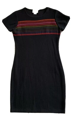 DAVID WARREN Red Black Fine Knit WOOL Blend Short Sweater Dress S Small - Image 1 of 4
