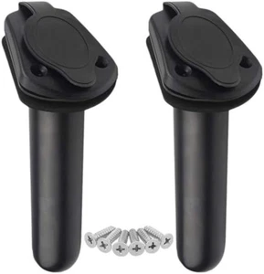 2 PCS Kayak Deck Plastic Flush Mount Fishing Boat Rod Holder with Cap Cover f... - Picture 1 of 7