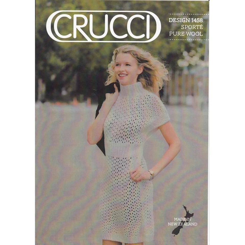 Crucci Knitting Pattern 1458, Knitted Dress, 14 Ply Pure Wool - Image 1 of 1