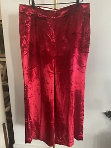 NWT JCrew Women’s Red Velvet Wide Leg Pants Sz 16 - Picture 1 of 11