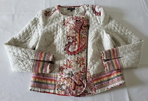 M & S Per Una Jacket Women UK 14 Quilted Paisley Multicolor Embroidered Full Zip - Picture 1 of 5