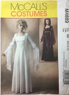 RENAISSANCE Costume Long GOWN Headpiece Drop Sleeves M4889 Size 6-12 - Image 1 of 4