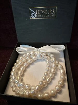 NUEVO EN CAJA HONORA PERLAS ANILLADAS CULTIVADAS CONJUNTO 3 PULSERAS DE TRES PIEZAS Foto 1 de 4