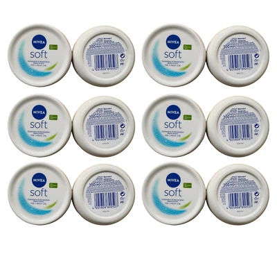 6 x 200ml NIVEA Soft Moisturising Cream Face Body & Hands Vitamin E & Jojoba oil - image 1 of 4