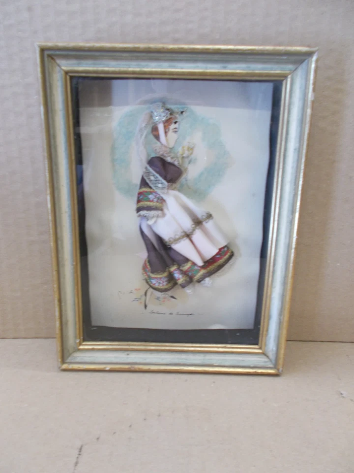 Tableau gravure ancienne  La mode illustrée   sous-verre costume de Quimper - Photo 1/4