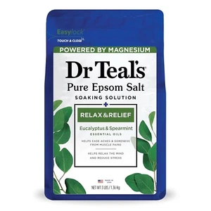 Dr Teal's Epsom Magnesium Salt Soak, Relax & Relief, 3 lbs, Eucalyptus & Spearmi - Picture 1 of 10