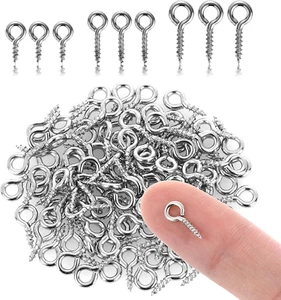 300 Pieces Small Screw Eye Pins Eyelets Screw Threaded Mini Stainless Steel Eye - Picture 1 of 12