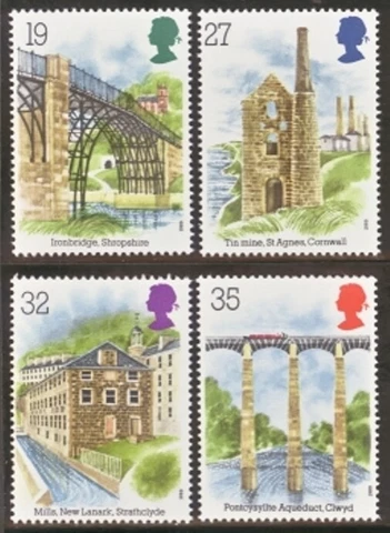 GB MNH Scott 1280-1283, 1989 Industrial Archaeology, Souvenir Sheet of 4 stamps Cover