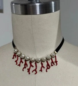 1200$ CHRISTIAN DIOR red pearls necklace corals - Picture 1 of 7