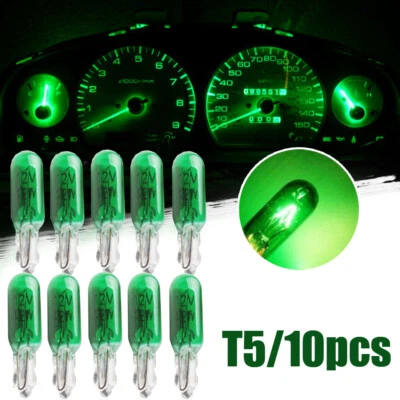 10pcs Green T5 W2W Car Dashboard Light Panel Gauge Halogen Instrument Lamp Bulbs - Image 1 of 4