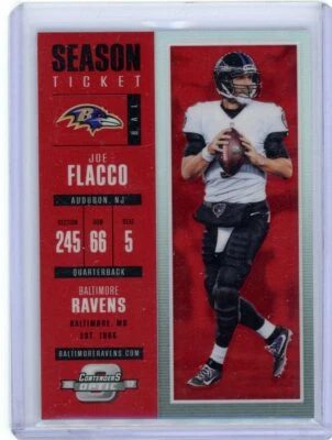 joe flacco 2017 panini contenders optic season ticket red prizm 049/199 ravens - Image 1 of 2