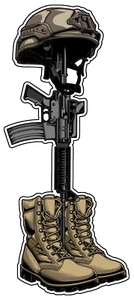 Battlefield Memorial Fallen Soldier Cross Vinyl Sticker - Picture 1 of 3