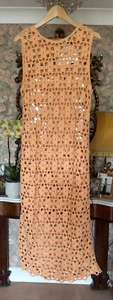 BNWT ZARA LIMITED EDITION APRICOT CROCHET MAXI DRESS L - Picture 1 of 7
