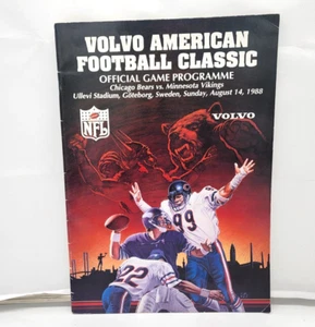 NFL FOOTBALL PROGRAM - BEARS VIKINGS - 1988 - 1st TIME PLAYED in EUROPE SWEDEN - Picture 1 of 3