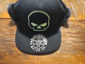 Harley Davidson Willie G Skull Fitted Flap Hat Black 97640-24VM Size L 7-3/8 - Picture 1 of 6