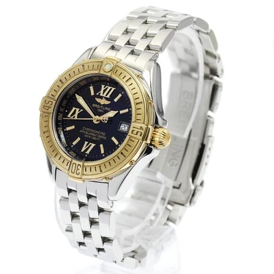 BREITLING WINDRIDER COCKPIT D67365 31mm SS/K18YG Black Dial Quartz Date #C827 - Image 1 of 4