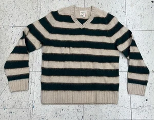 Maglia per J Crew maglione girocollo uomo 100% lana a righe taglia media beige verde - Foto 1 di 15