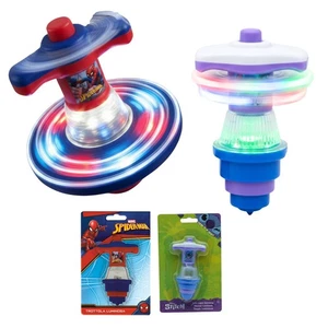 Spiderman Disney Stitch Lightup Spinning Tops 11cm Plastic Gyroscope Xmas Toys - Picture 1 of 41