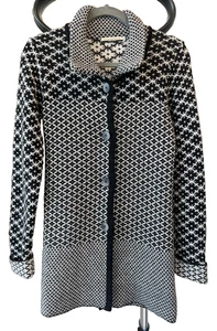 Chiaramente Damen schwarz & weiß Knopfleiste Wolle Cardigan Pullover Größe Small - Bild 1 von 9
