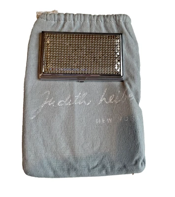 Estuche con tarjetero de malla plateada Judith Leiber de colección con bolsa original Foto 1 de 4