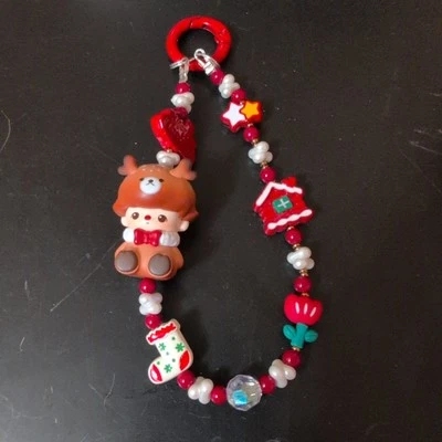 New Authentic Pop Mart Dimoo World Christmas Moose Keychain Phone Charm Handmade - Image 1 of 4