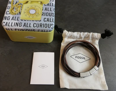 Fossil Unisex Leder Armband in braun mit 9 Strängen, 22 cm / NEU - Bild 1 von 3