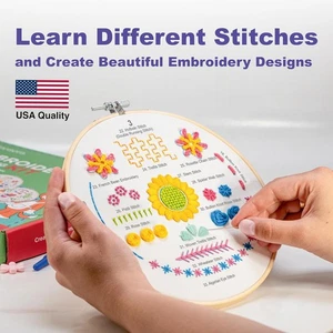 Beginner Embroidery Kit (4 Pack) Learn 33 Stitches with Easy DIY Video Tutori... - Picture 1 of 7
