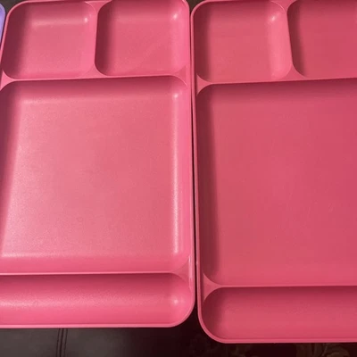 7 - Tupperware Divided Tray Set Lunch Camping Dinner Plate Vintage Multicolor - Image 1 of 4