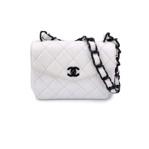 Vintage Chanel Kelly Mini White Quilted Leather Crossbody Bag - Picture 1 of 7