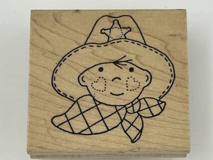 Azadi Earles F 693 Country Boy Sheriff Police Cowboy Wood Mount Rubber Stamp - Picture 1 of 5