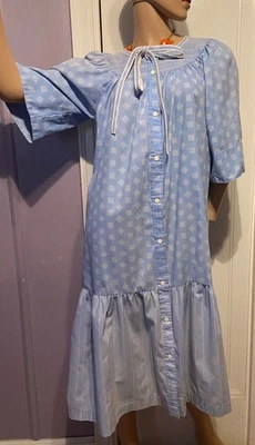Vintage ALTERNATIVES Drop Waisted Snap Muumuu Dress Gown House Coat M - Image 1 of 4