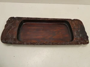 VINTAGE FINELY CARVED PACIFIC ISLAND MAORI TIKI TEKO PLATE TRAY - Picture 1 of 6