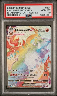 PSA 10 GEM MINT Pokemon Champion Path Secret Rare Rainbow Charizard VMAX 074/073 - Image 1 of 2