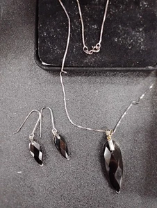 Verlag Clearing House Onyx Ohrhänger und 1 Halskette mit Anhänger - Bild 1 von 4