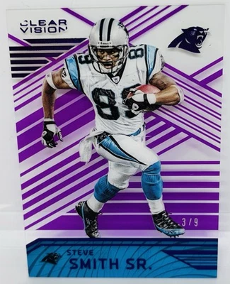 2016 Clear Vision Steve Smith Sr PURPLE /9 Short-Print CAR Panthers BAL Ravens - Image 1 of 3