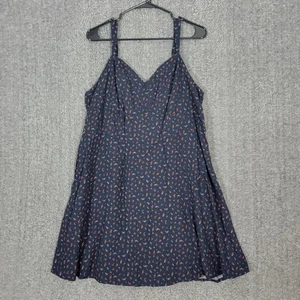 Antiguo Vestido Azul Marino Para Mujer 2X Azul Ditsy Floral Sin Mangas Calado Cami Mini - Imagen 1 de 11