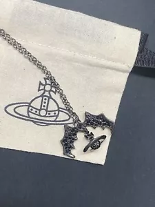 Vivienne Westwood Black Carbon Bat Necklace With Saturn Orb And Full Packaging - Picture 1 of 5