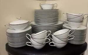 Vintage Noritake Ivory China -62 Pc. 12set Platinum Edge! Beautiful! - Picture 1 of 8
